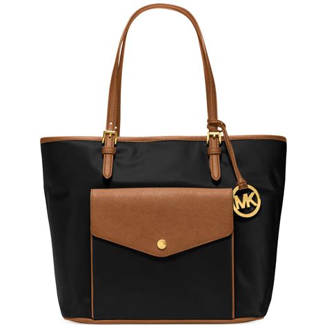 michael michael kors jet set large logo pocket tote bag